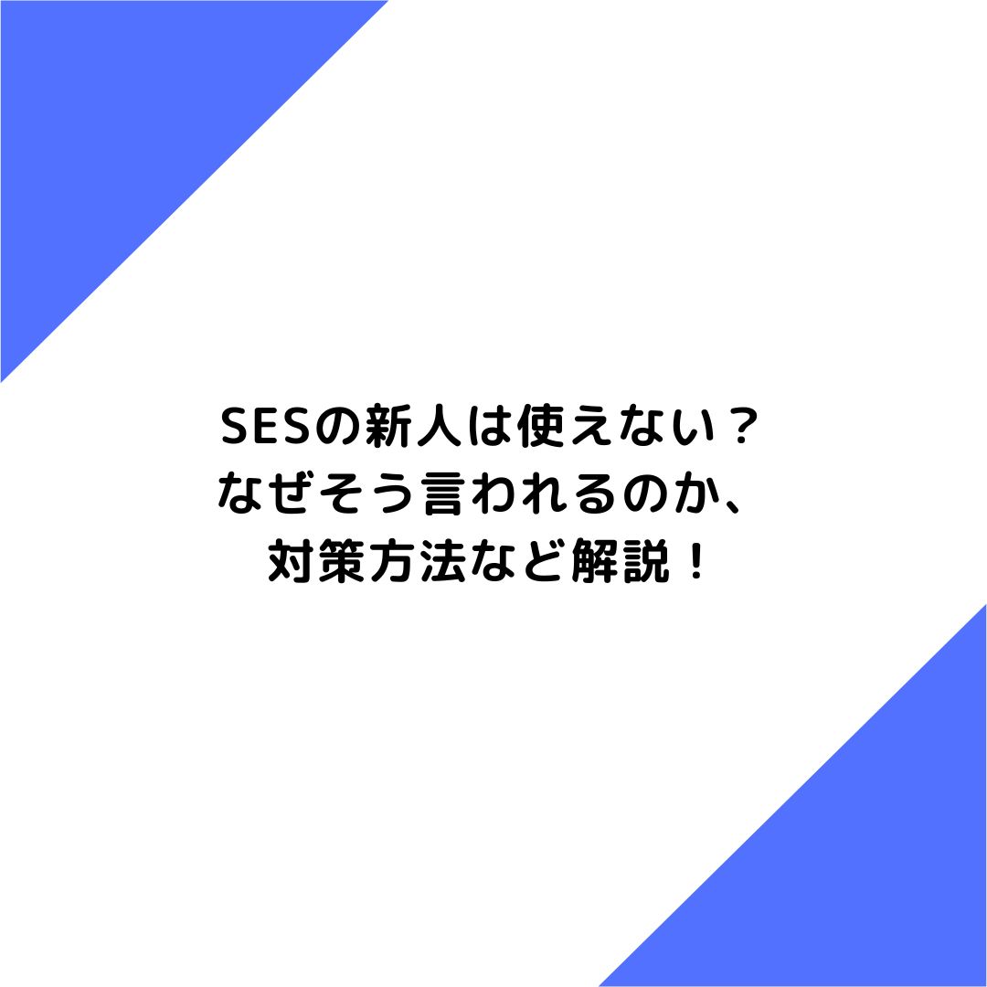 SESの新人は使えない？なぜそう言われるのか、対策方法など解説！